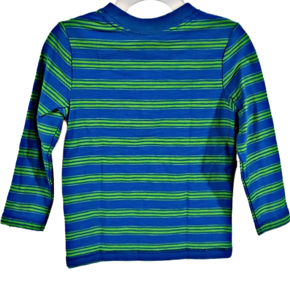 Cat & Jack Long Sleeve Striped Blue and Green Boys' T-Shirt Size 2T - Picture 2 of 3
